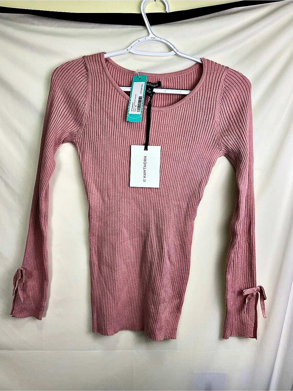 41 Hawthorn Genie Tie Detail Sweater Ribbed Sweater Pink